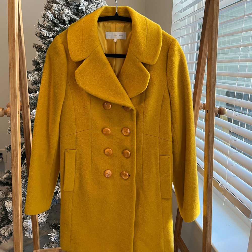 “Olive des Olive” Korean brand Yellow Wool Angora Coat Women/ Made in Korea
